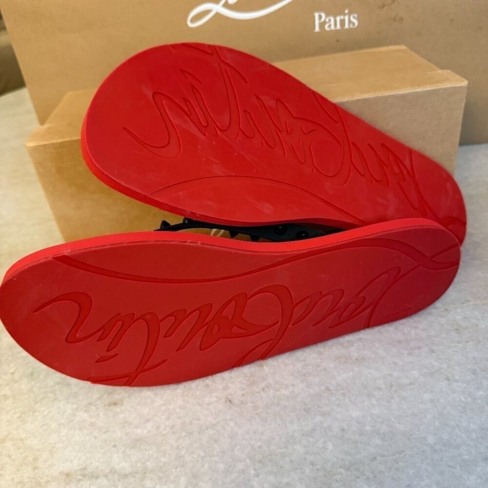 CHRISTIAN LOUBOUTIN 1201016 Mens Loubi Spiked Red/Back Rubber Flip Flops, 45 - Picture 2 of 8